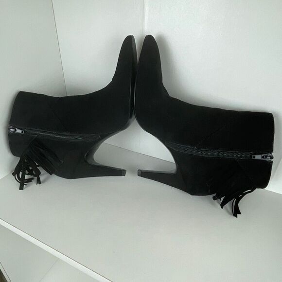 Nine West Pureheart2 Fringe Trim Ankle Boots 7.5 Black - Picture 9 of 11